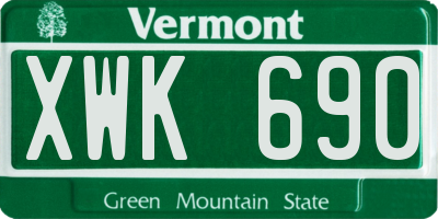 VT license plate XWK690