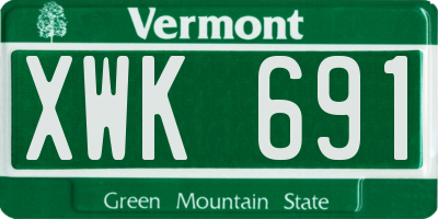 VT license plate XWK691