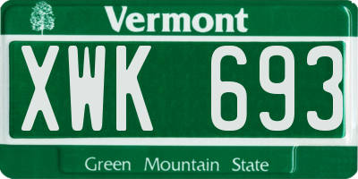 VT license plate XWK693