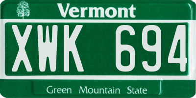VT license plate XWK694