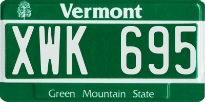 VT license plate XWK695