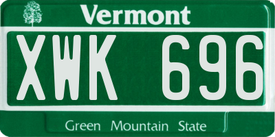 VT license plate XWK696