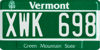 VT license plate XWK698