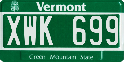 VT license plate XWK699