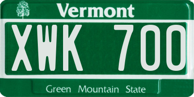 VT license plate XWK700