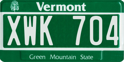 VT license plate XWK704