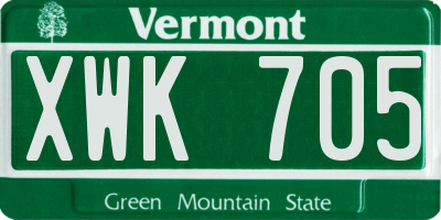 VT license plate XWK705