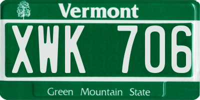 VT license plate XWK706