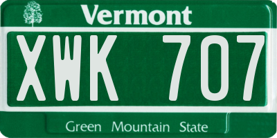 VT license plate XWK707