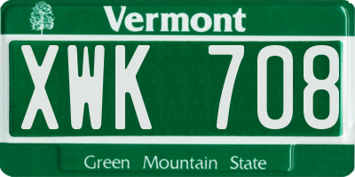 VT license plate XWK708