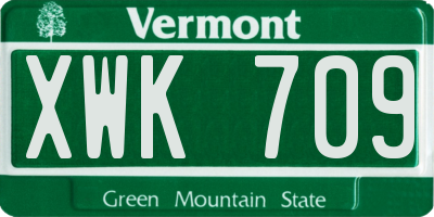 VT license plate XWK709