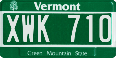 VT license plate XWK710