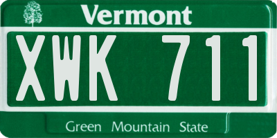 VT license plate XWK711