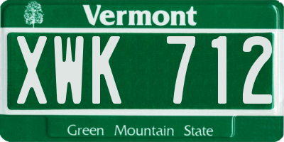VT license plate XWK712