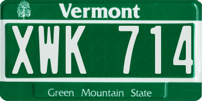 VT license plate XWK714