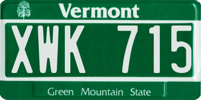 VT license plate XWK715