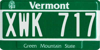 VT license plate XWK717