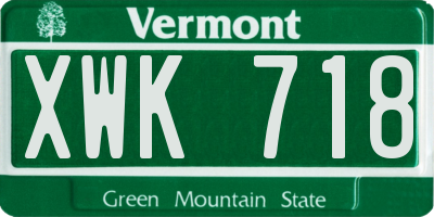 VT license plate XWK718