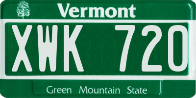 VT license plate XWK720