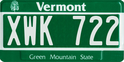 VT license plate XWK722