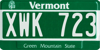 VT license plate XWK723