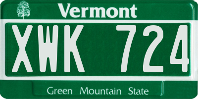 VT license plate XWK724