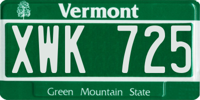 VT license plate XWK725