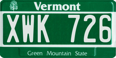 VT license plate XWK726