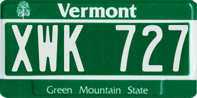 VT license plate XWK727