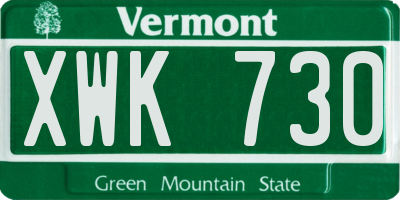 VT license plate XWK730