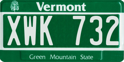 VT license plate XWK732