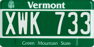 VT license plate XWK733