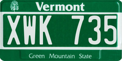 VT license plate XWK735