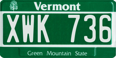 VT license plate XWK736