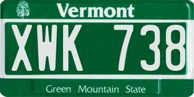 VT license plate XWK738