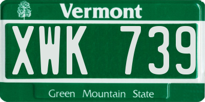VT license plate XWK739