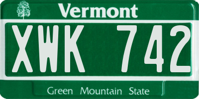 VT license plate XWK742