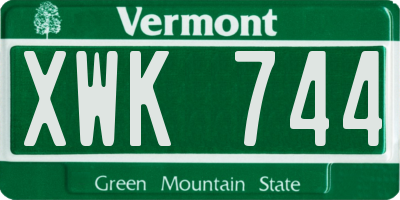 VT license plate XWK744
