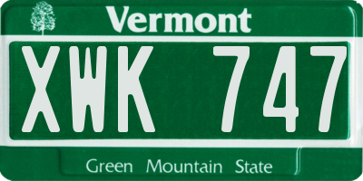 VT license plate XWK747