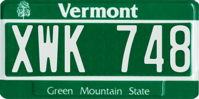 VT license plate XWK748