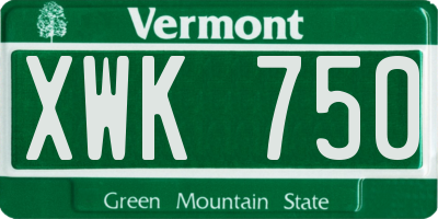 VT license plate XWK750