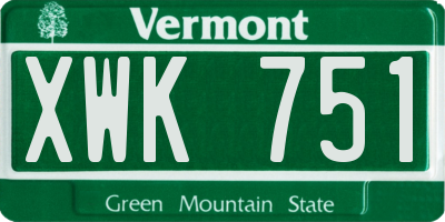 VT license plate XWK751