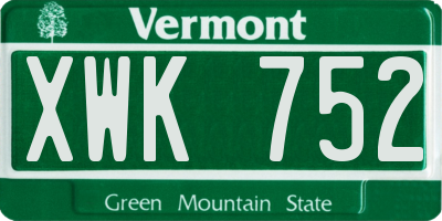 VT license plate XWK752