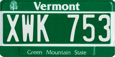VT license plate XWK753