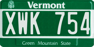 VT license plate XWK754