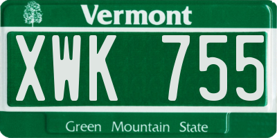 VT license plate XWK755
