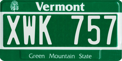 VT license plate XWK757
