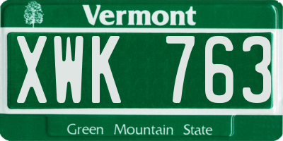 VT license plate XWK763
