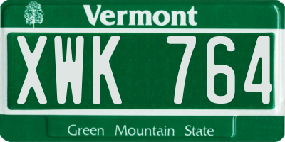 VT license plate XWK764