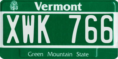 VT license plate XWK766
